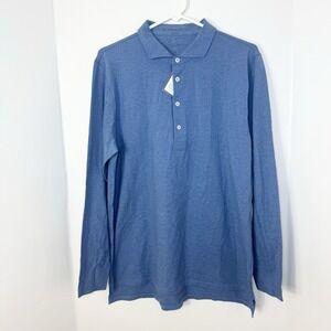 B Draddy Quinlivan Long Sleeve Polo Shirt Mens Size M Blue Golf Casual Cotton